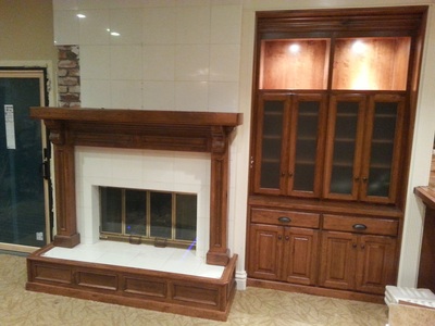 custom mantle and cabinet